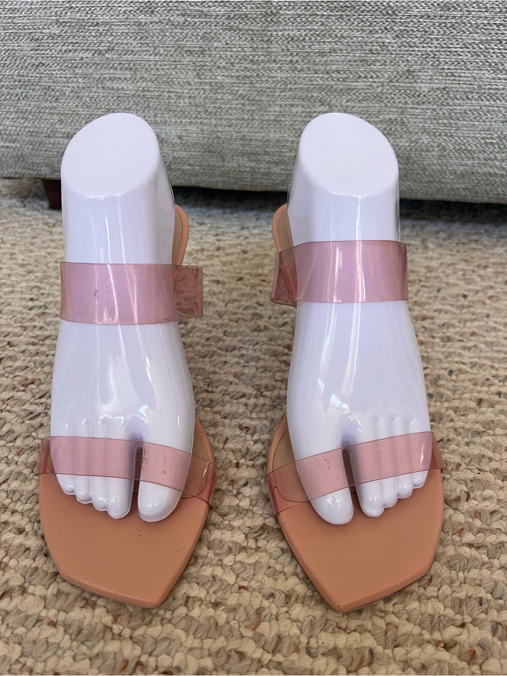 Stuart Weitzman Kristal Clear Pvc Pink Leather Lucite Heel Sandal View 4